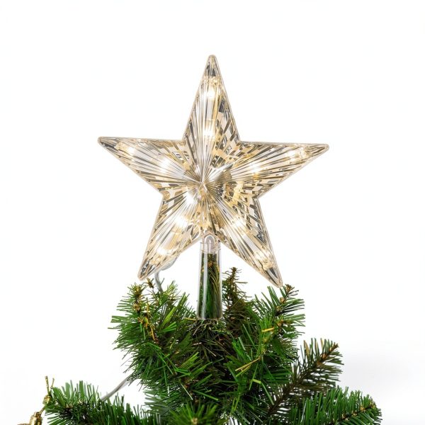 Brightown Christmas Tree Topper Transparent Star Plastic-4