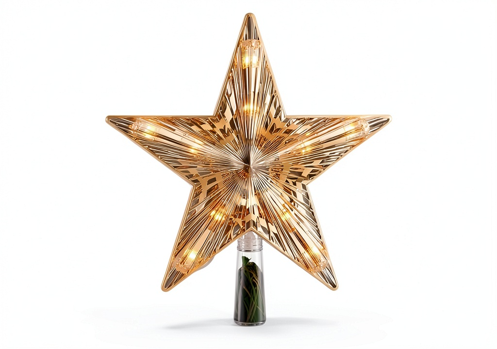 Brightown transparent star tree topper on a Christmas tree