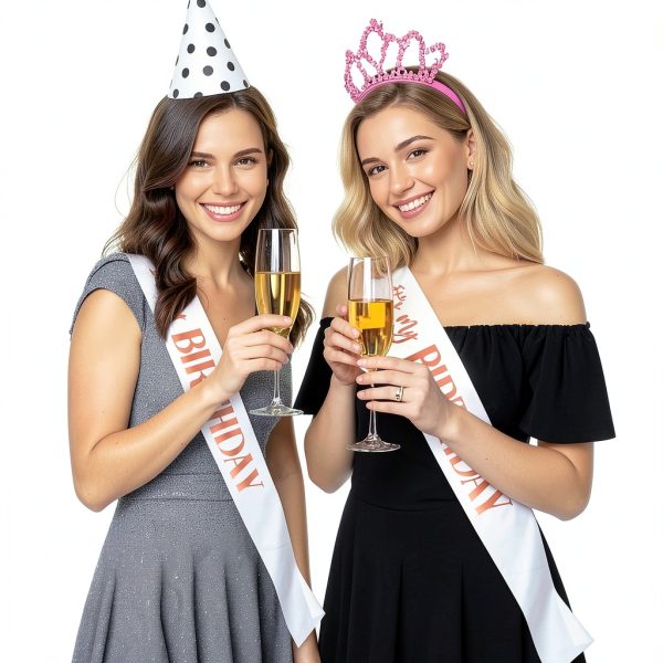 Xthrotsenk Birthday Sash Satin Fabric Gold Text Party-4