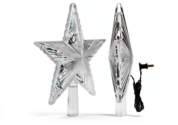 Brightown Christmas Tree Topper Transparent Star Plastic-5