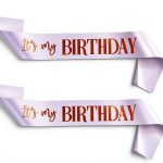 Xthrotsenk Birthday Sash Satin Fabric Gold Text Party-0