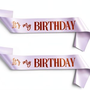Xthrotsenk Birthday Sash Satin Fabric Gold Text Party-0