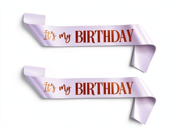 Xthrotsenk Birthday Sash Satin Fabric Gold Text Party-0