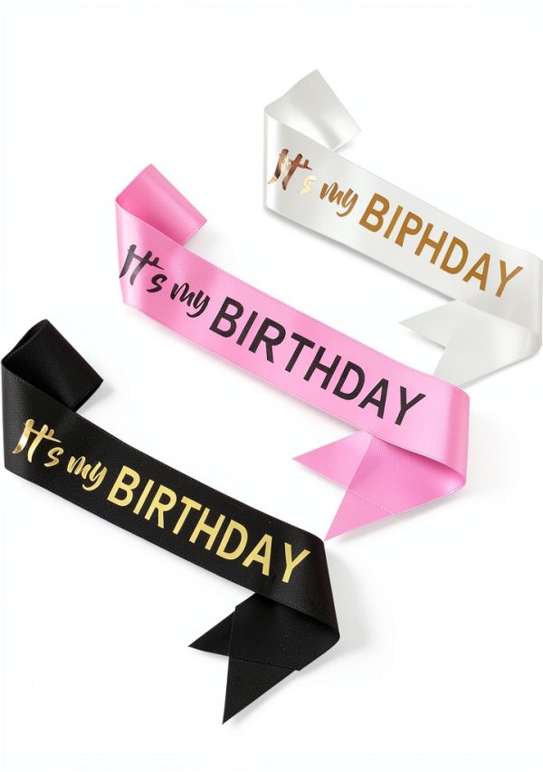 TIESOME Birthday Sash Satin Gold Foil Adult Party Favor-0