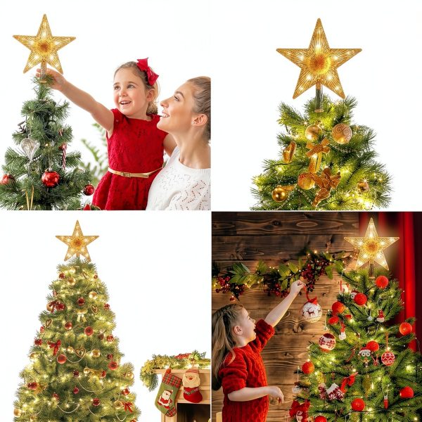 Brightown Christmas Tree Topper Transparent Star Plastic-2