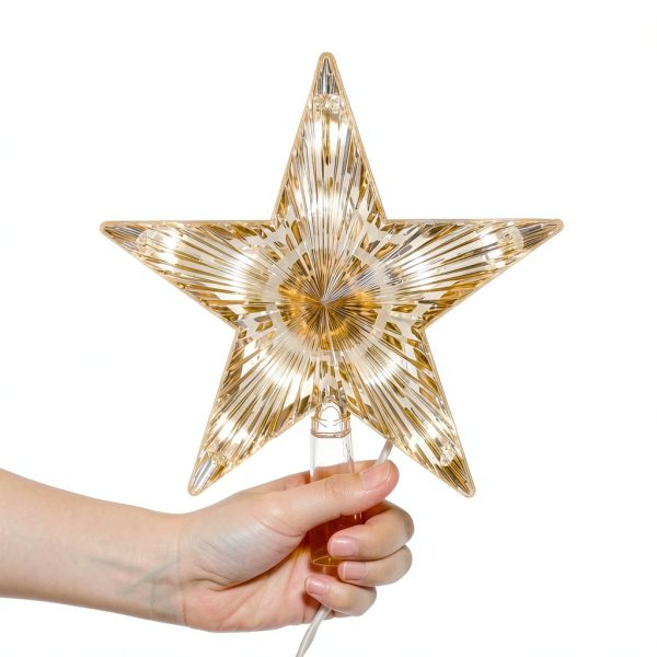 Brightown Christmas Tree Topper Transparent Star Plastic-3