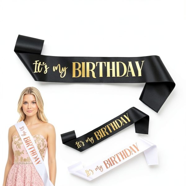Xthrotsenk Birthday Sash Satin Fabric Fun Design Party-1