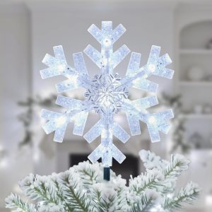 Brightown Snowflake Christmas Tree Topper Star with Lights-0