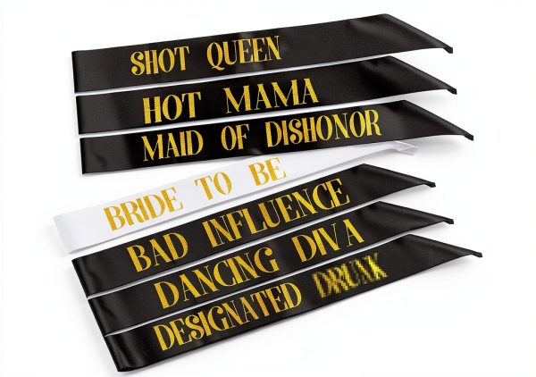 Bachelorette Sash Phogary Gold Polyester Style-0