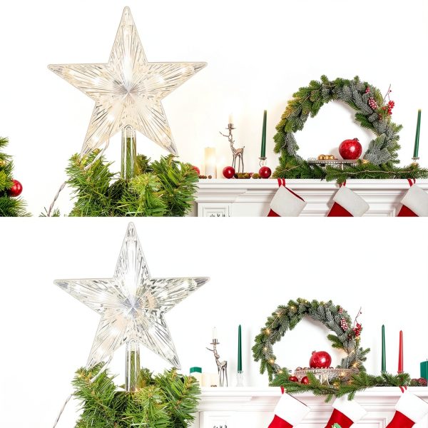 Brightown Christmas Tree Topper Transparent Star Plastic-1