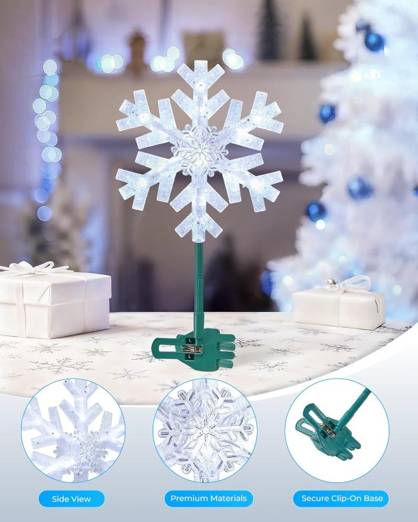 Brightown Snowflake Christmas Tree Topper Star with Lights-2