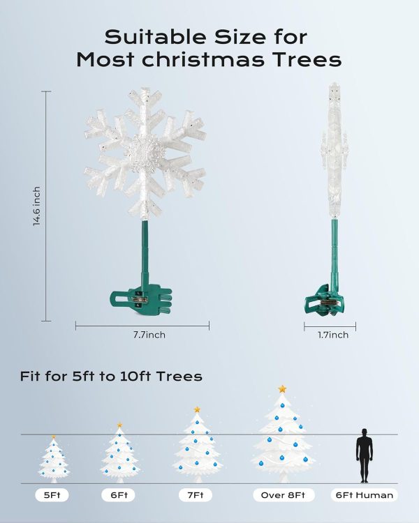Brightown Snowflake Christmas Tree Topper Star with Lights-6