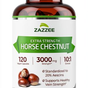 Horse Chestnut Extract Zazzee 3000mg 20% Aescins 120 Vegan Caps-0