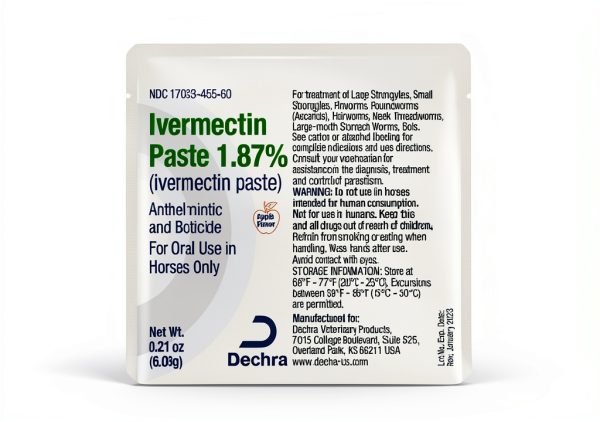 Ivermectin Paste 1.87% Dechra Horse Dewormer Apple Flavor Syringe Dose-2